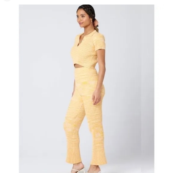 NWT L'SPACE Sammy Pants in Apricot  Ribbed Knit Straight Leg High Waist SZ SMALL - Picture 2 of 7